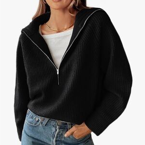 NWT BTFBM Quarter Zip Ribbed Pullover Sweater size Large